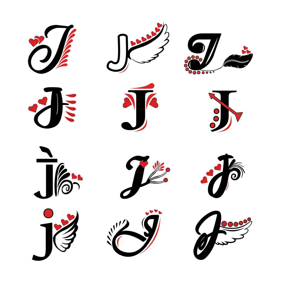 J Name Alphabet Tattoo Waterproof For Men and Women Temporary Body ...