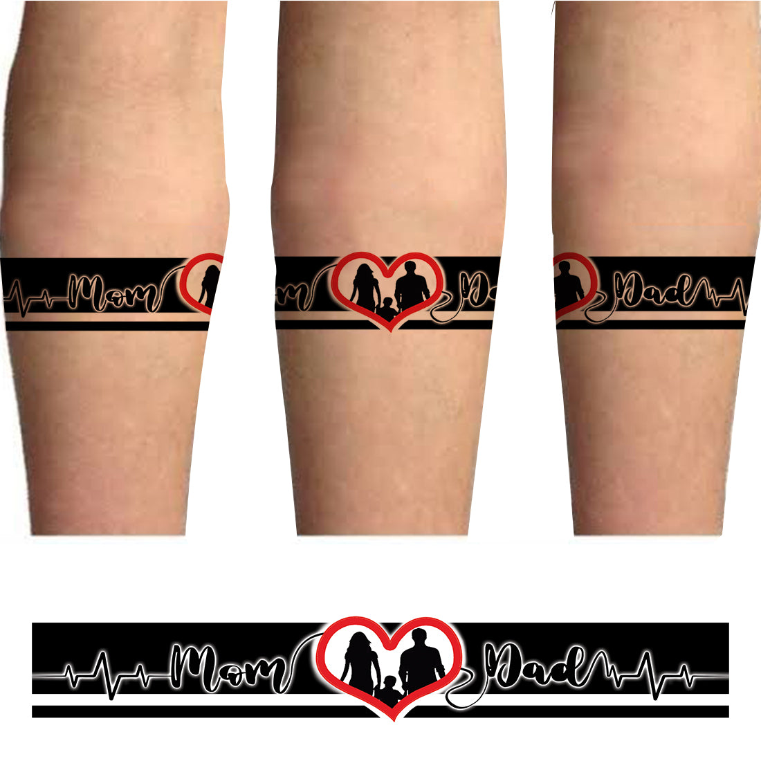 Hand Band Mom Dad Black Temporary Tattoo Waterproof For Boys and ...