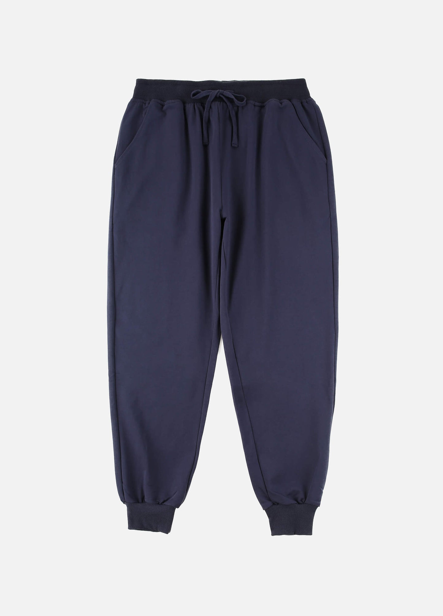 Men's Fall Oversized Drawstring Solid Slant Pocket Sweatpant-Navy Blue back view