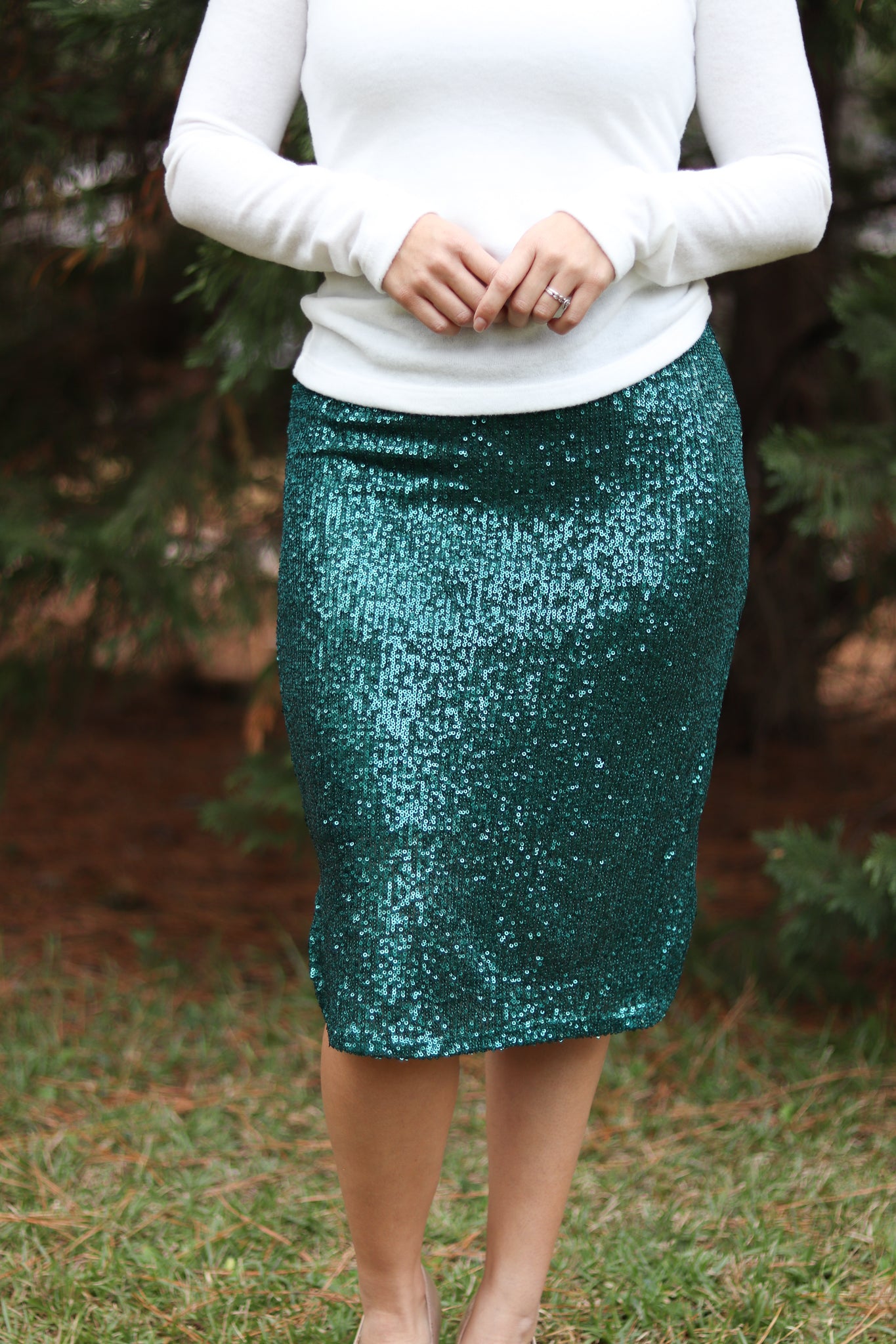 emerald sequin skirt