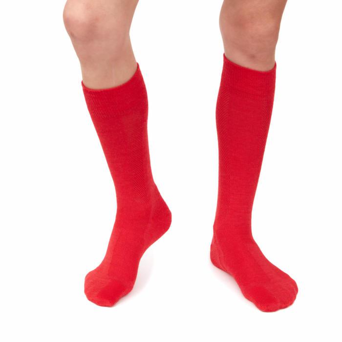 Plus12 Long red merino wool socks Cacles Barefoot