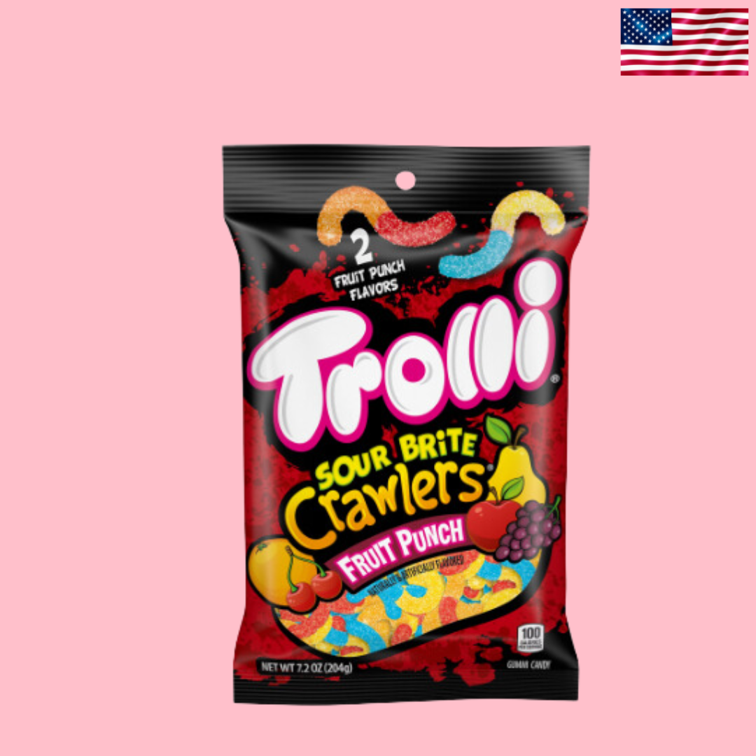 Trolli Sour Brite Crawlers Fruit Punch Peg Bag 96g