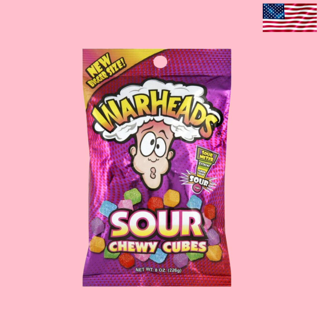 Warheads Sour Chewy Cubes Peg Bags 5oz (141g)