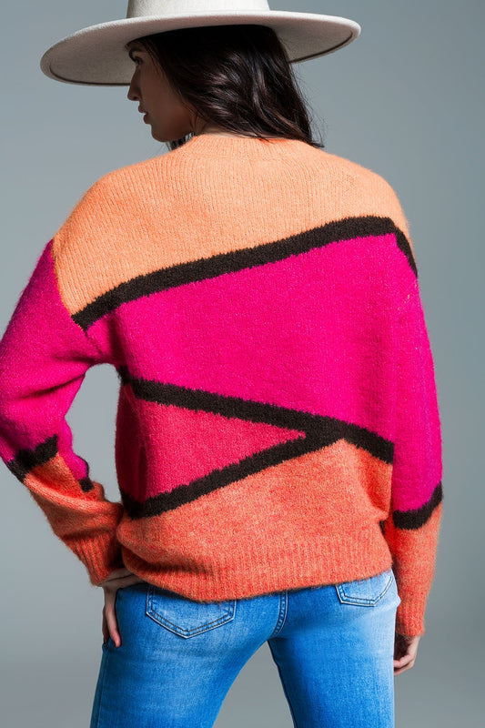 Two-tone asymmetrical sweater