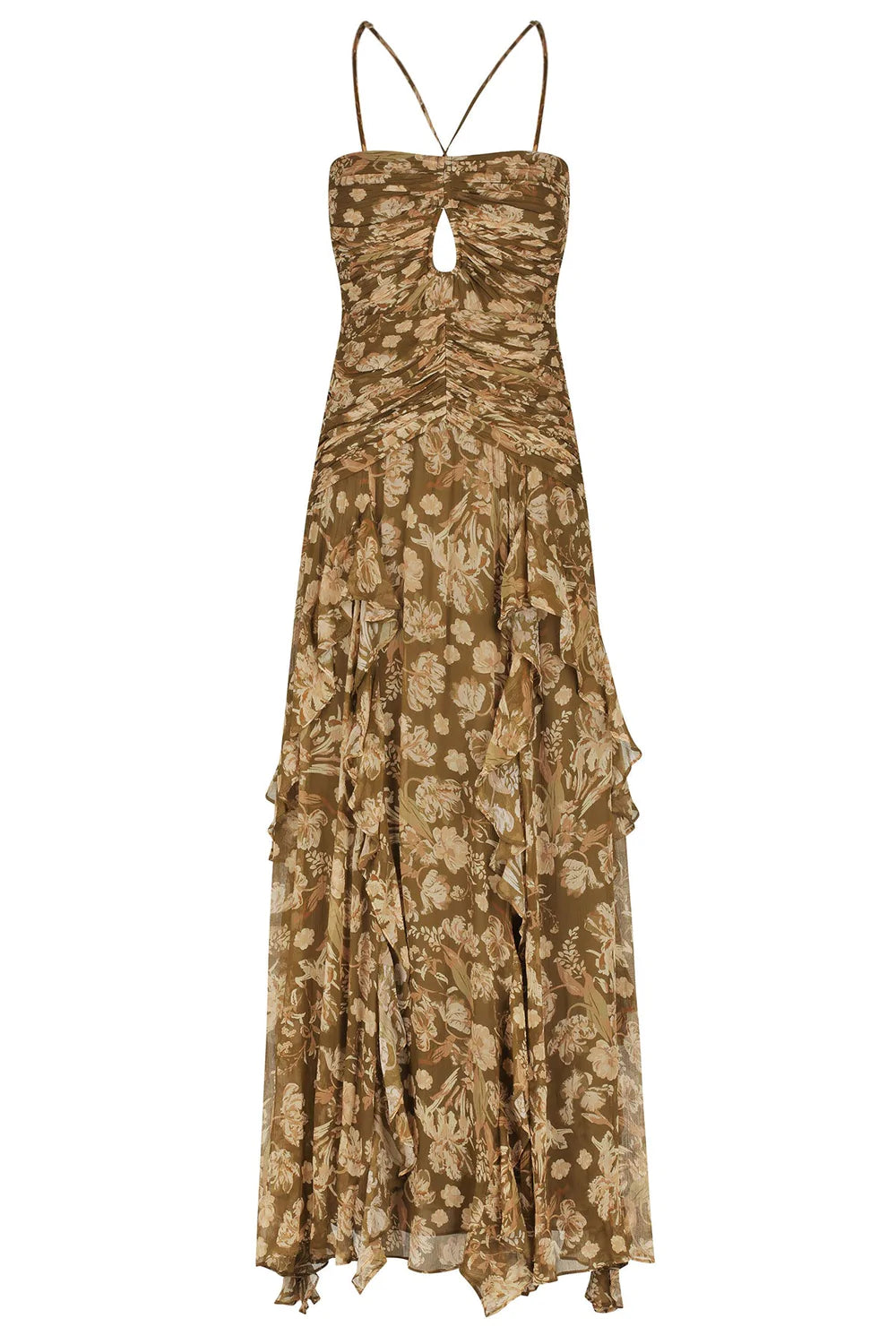 Keyhole Frill Maxi Dress