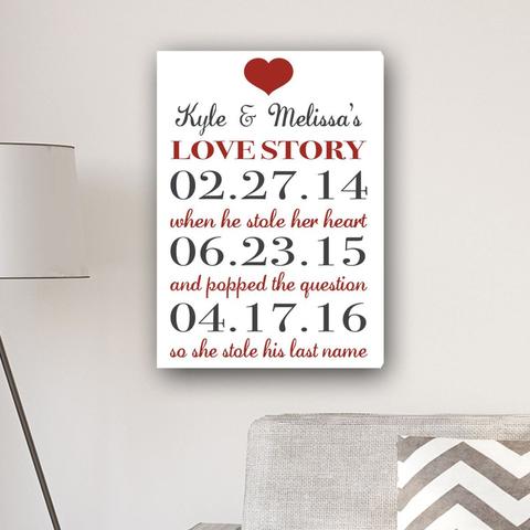 Personalized Our Love Story Canvas Print