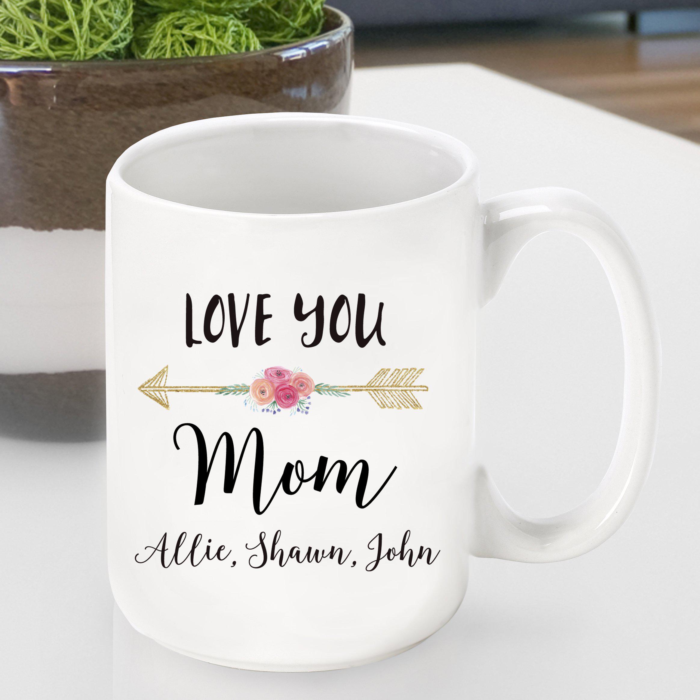 I Love You Mom with Hearts Coffee Ceramic Mug Mother's Day Gift Gift For Mom 