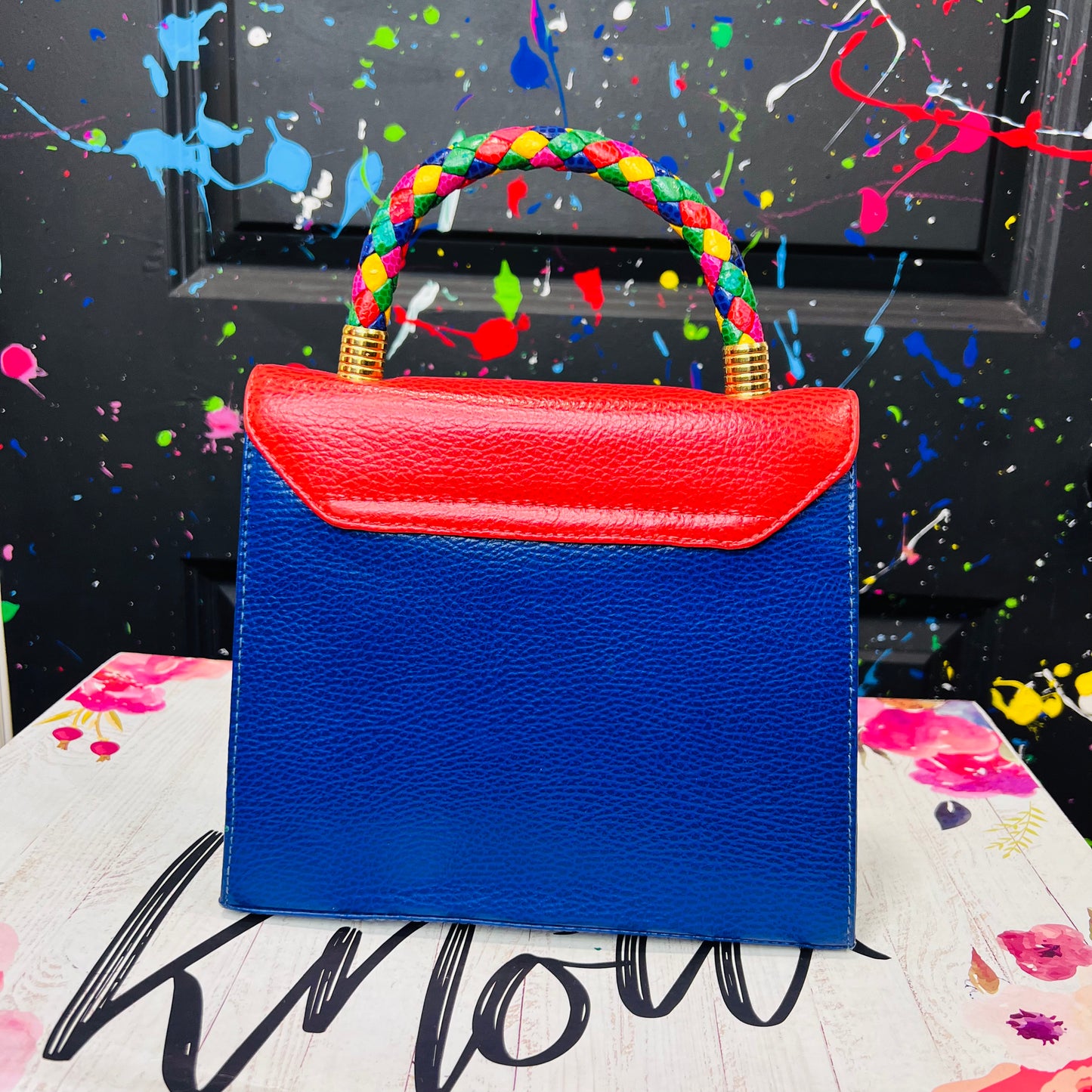 Genuine Leather Colorblock Purse