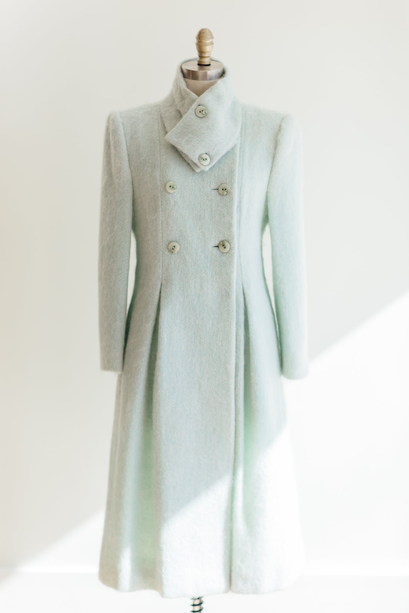 Seafoam Mohair Double-Breasted Coat