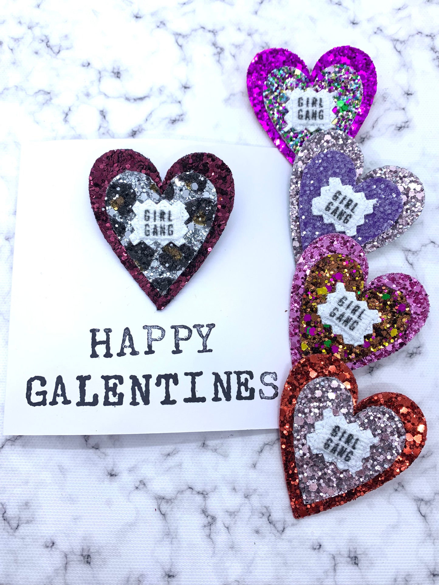Galentines card with detachable pin badge, Valentines card for friends