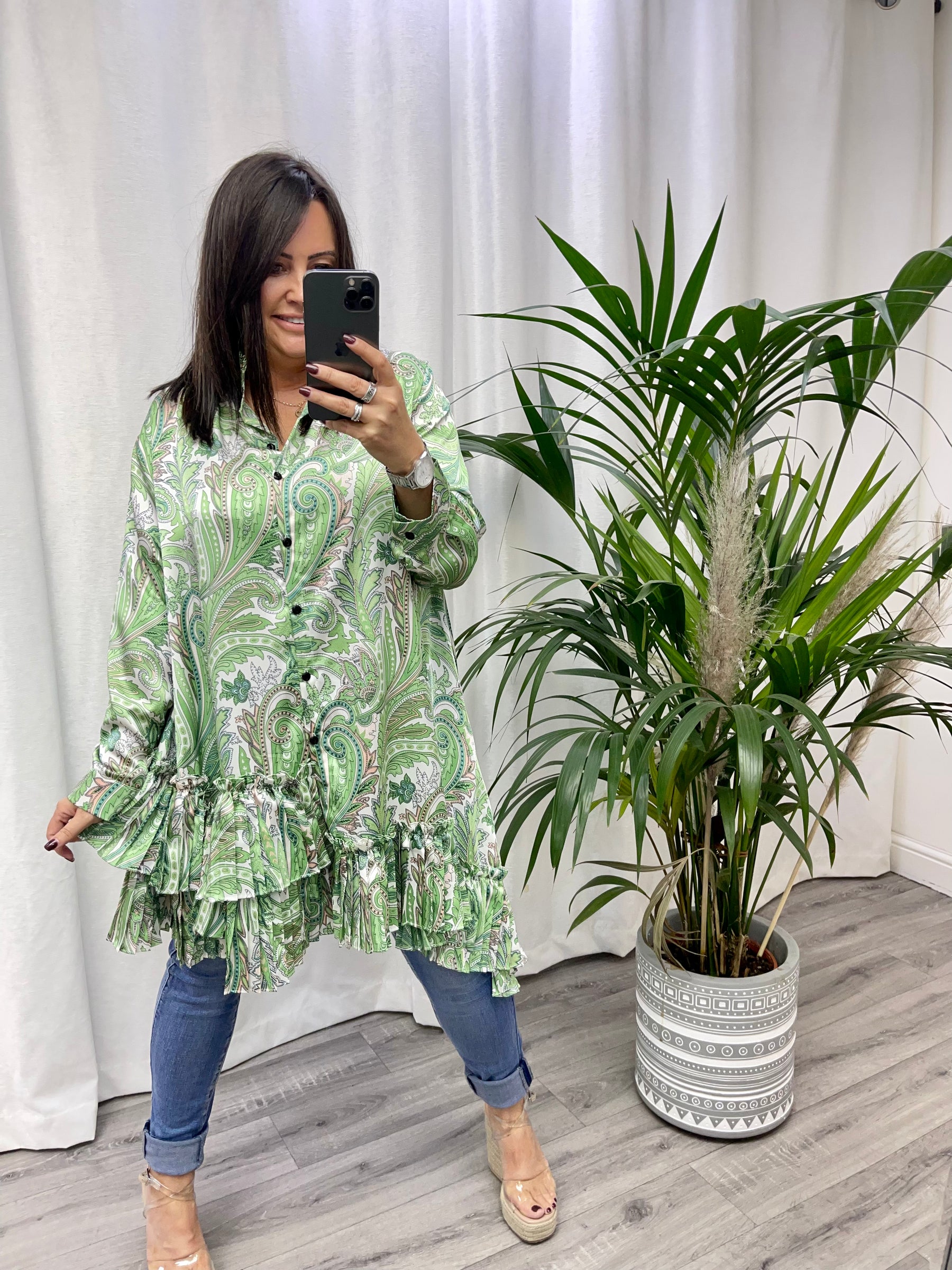 The Candy Frill Shirt/Dress - Green