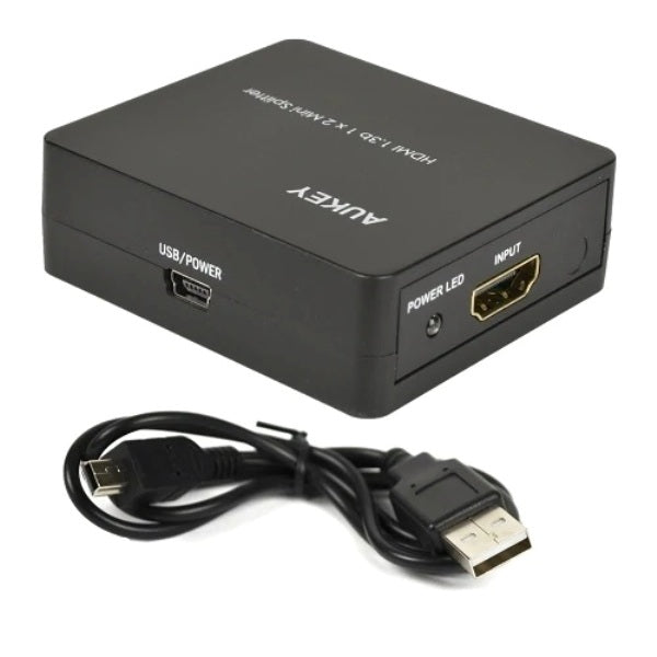 Zichzelf Conceit Heup Aukey HA-H01 1x2-Port HDMI 1.3b Mini Splitter, Black