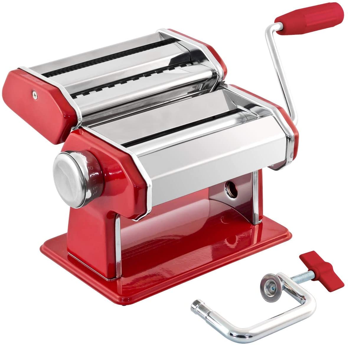 GOURMEX Red Stainless Manual Pasta Maker Machine