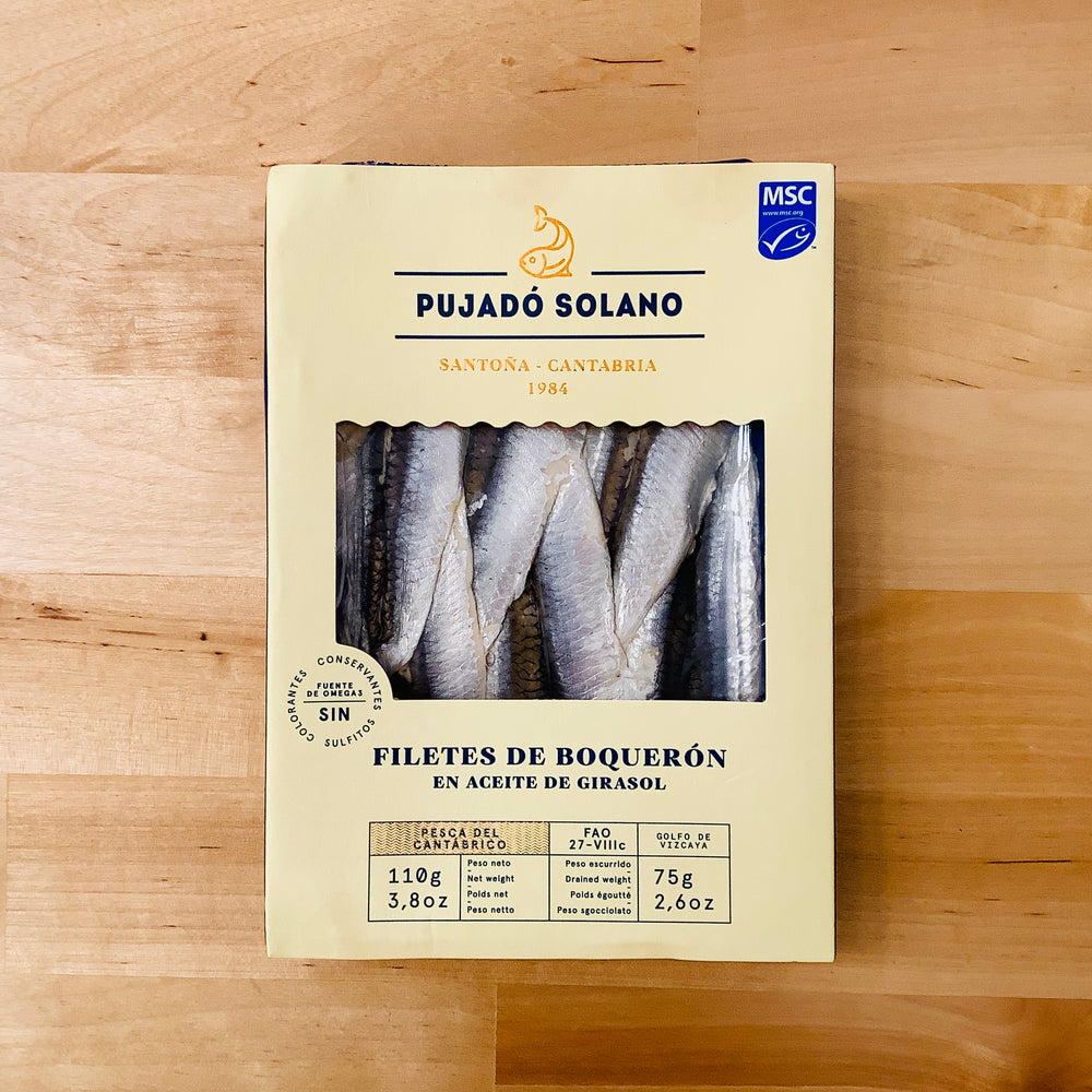 PUJADO SOLANO White Marinated Anchovy Fillets in Sunflower Oil