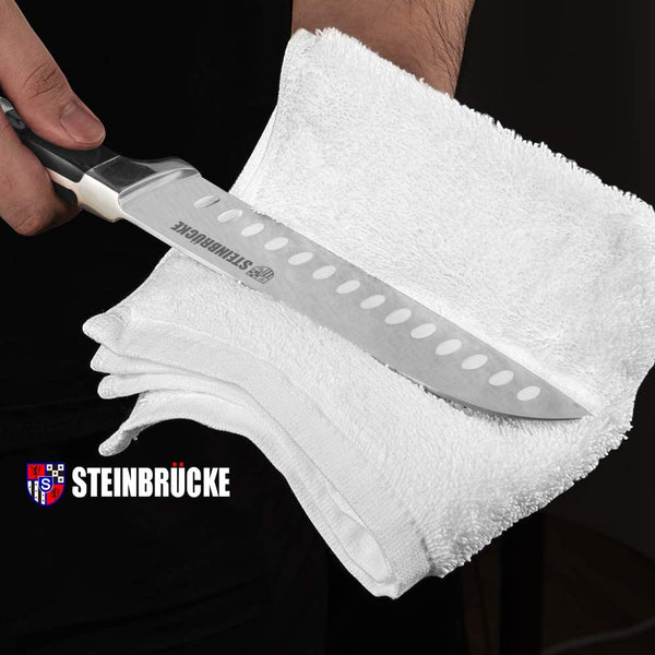 Steinbrücke Santoku Knife - 7 inch Kitchen Knife Forged from German Stainless Steel 5Cr15Mov(HRC58)