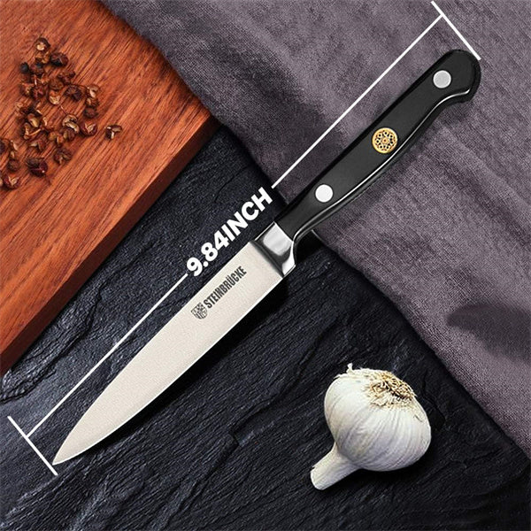 Steinbrücke Paring Knife 5 inch - Small Kitchen Knife Forged from German Stainless Steel 5Cr15Mov (HRC58), Full Tang, Sharp Knife for Fruits and Vegetables