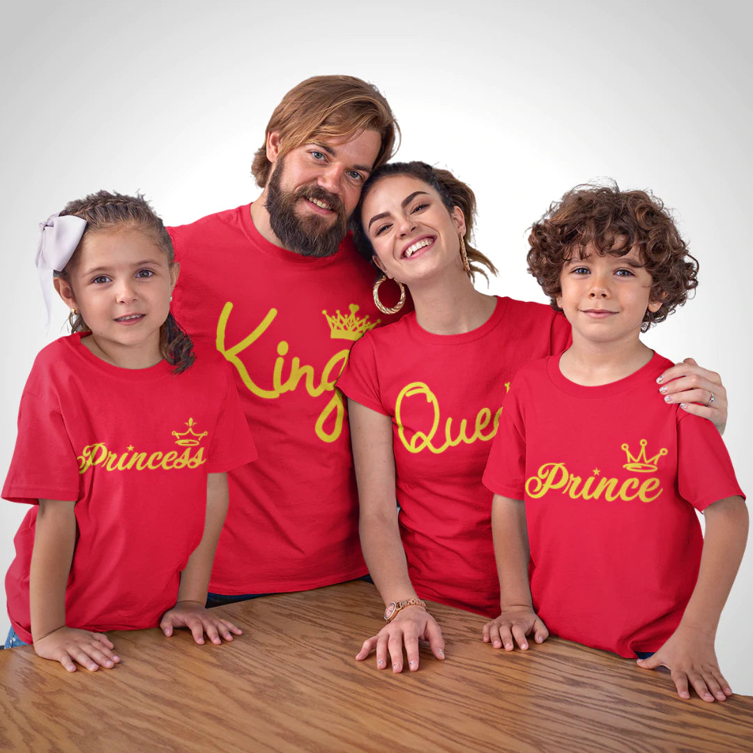 MOM DAD SON & DAUGHTER T-SHIRT KING QUEEN PRINCE PRINCESS ALL GOLD
