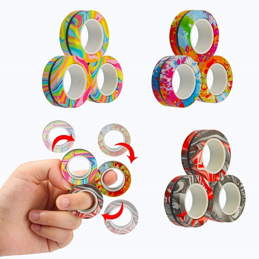 Details about   Anti-Stress Finger Magnetic Rings Kids Decompression Fingertip Toys Magic Ring 