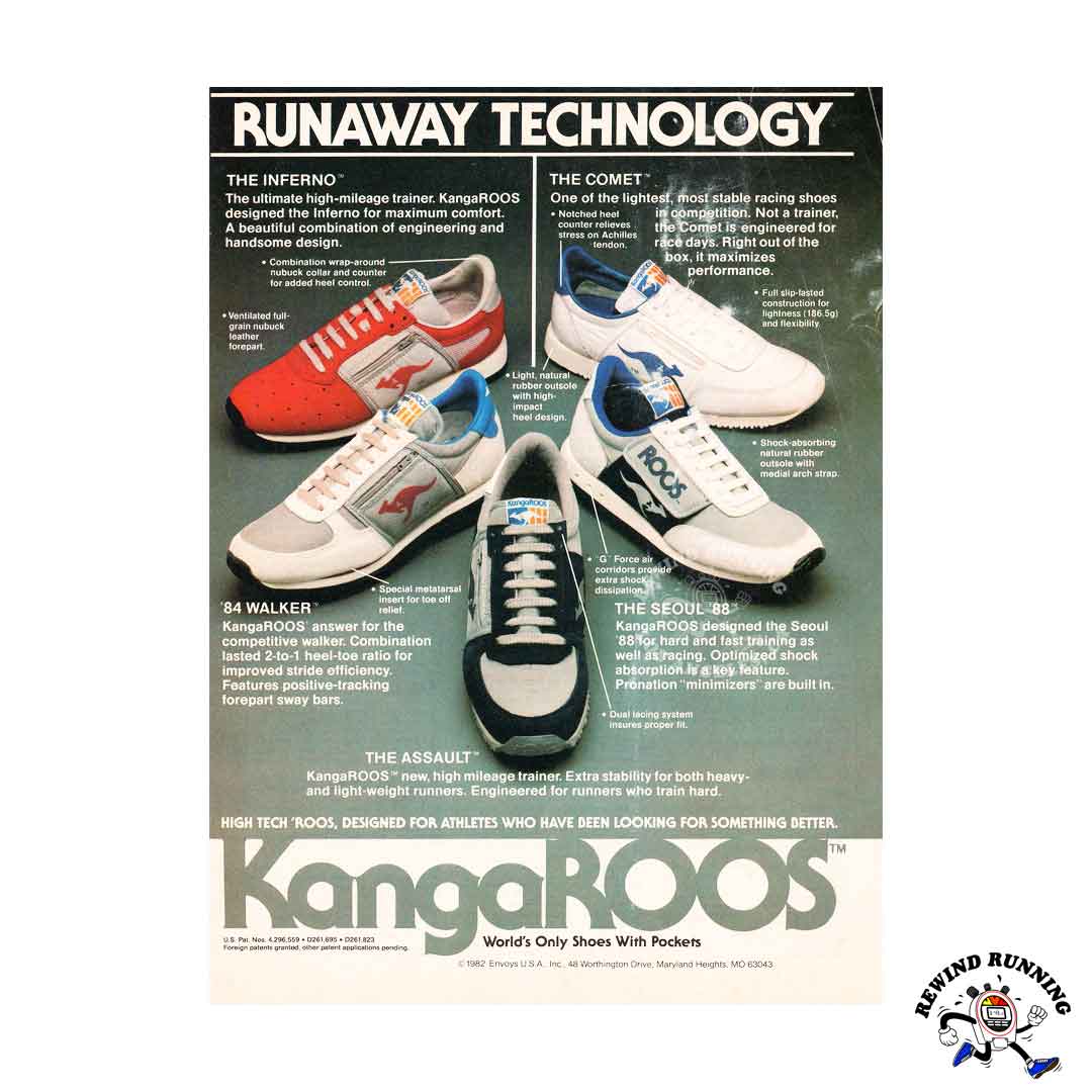 Pebish Hen Bermad KangaROOS vintage sneaker ad from 1982 – Rewind Running™