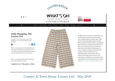Luxury List by Country & Town House features seersucker beach trousers by Lilliput & Felix