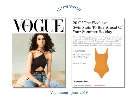 Vogue features Lilliput & Felix sustainable swimsuit as top swimsuits for summer 2019