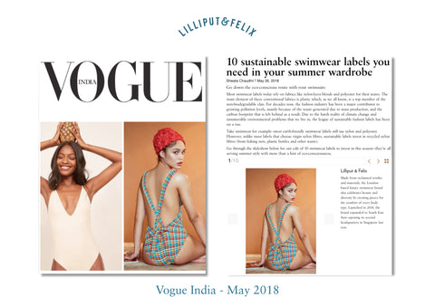 Lilliput & Felix Sustainable swimwear and beachwear featured in Vogue India's article on sustainable fashion