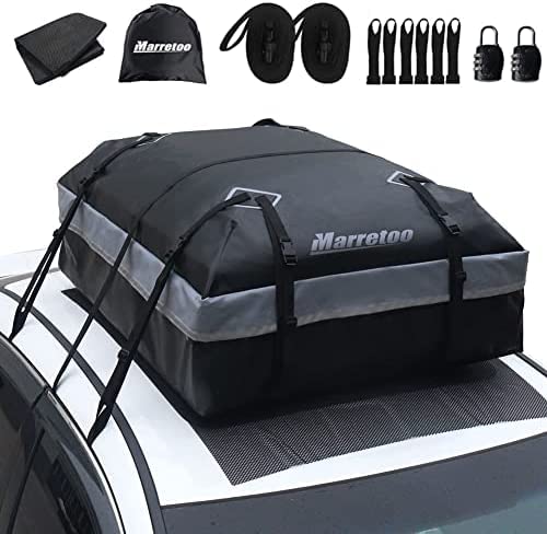 Waterproof luggage carrier cargo bag suitable for all cars with/without rack-700D PVC Rooftop Cargo Carrier 6 Door Hook Includes Non-Slip Mat 10 Reinforced Straps 21 Cubic Feet Rooftop Cargo bag 