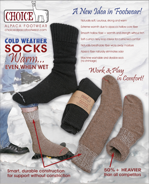 superwarm alpaca socks, warm even when wet!