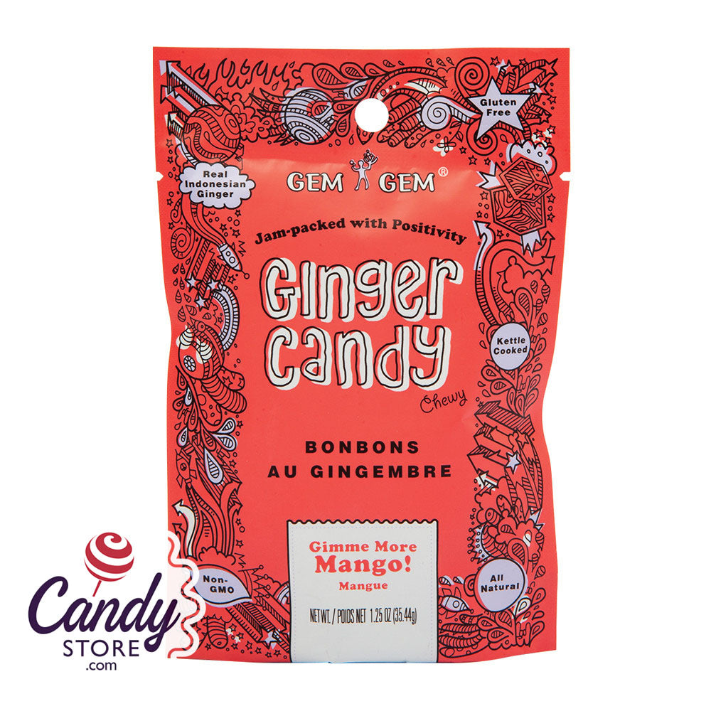 Chewy Mango Gem Gem Ginger Candy 12ct Peg Bags 1989