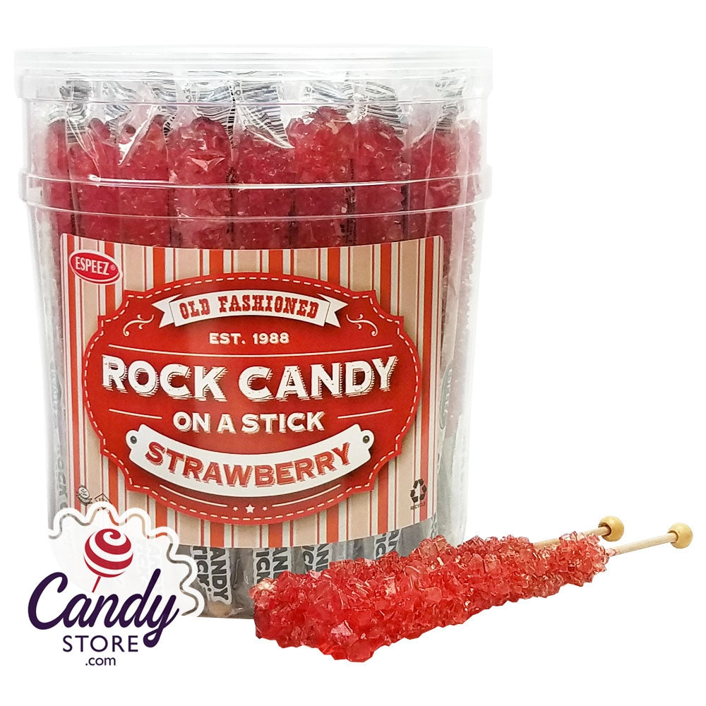 Red Rock Candy Crystal Sticks Strawberry 36ct Tub 7367