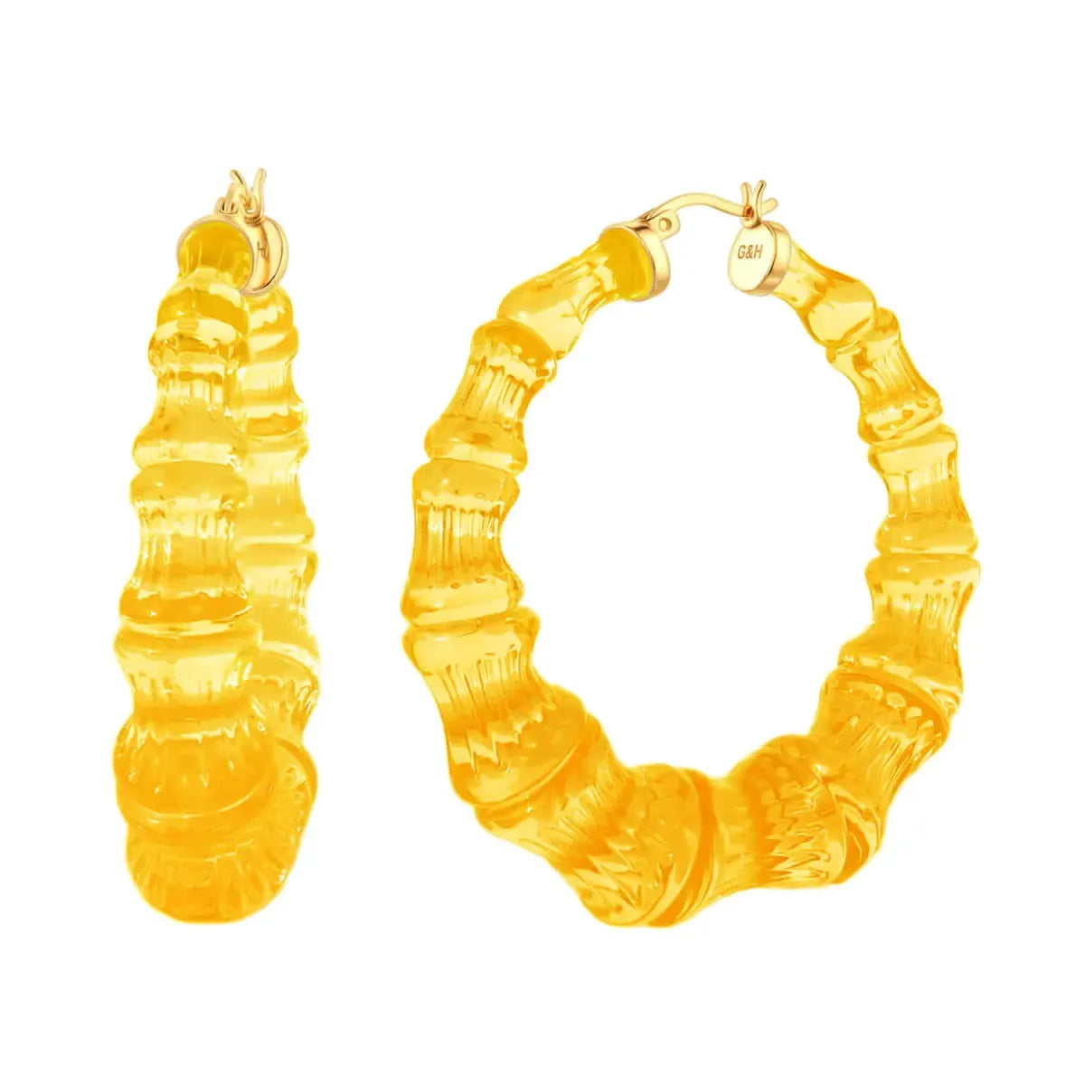 “Juicy Fruit" - Clear Lucite Bamboo Earrings