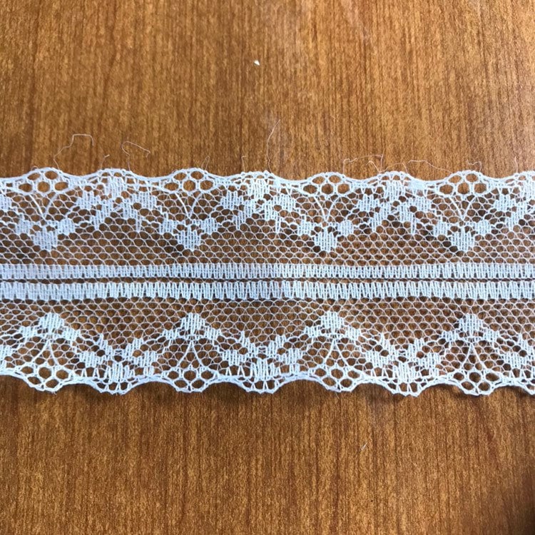 Double Scalloped Stretch Lace Trim Edging 1-1/2" White 5 yds #W37 