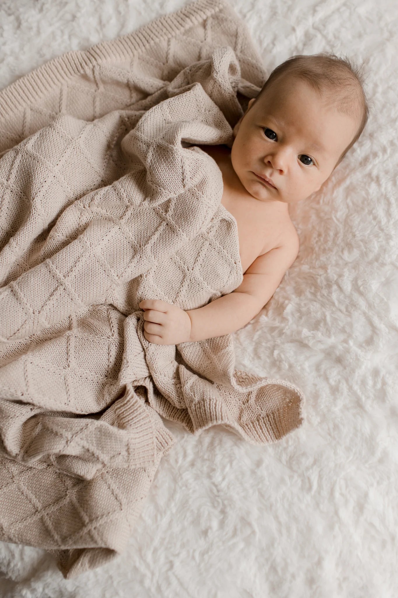 Diamond Knit Blanket - Sand