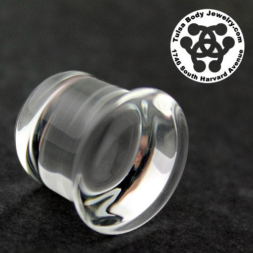 Pair of Clear Glass Single Flared Plugs 