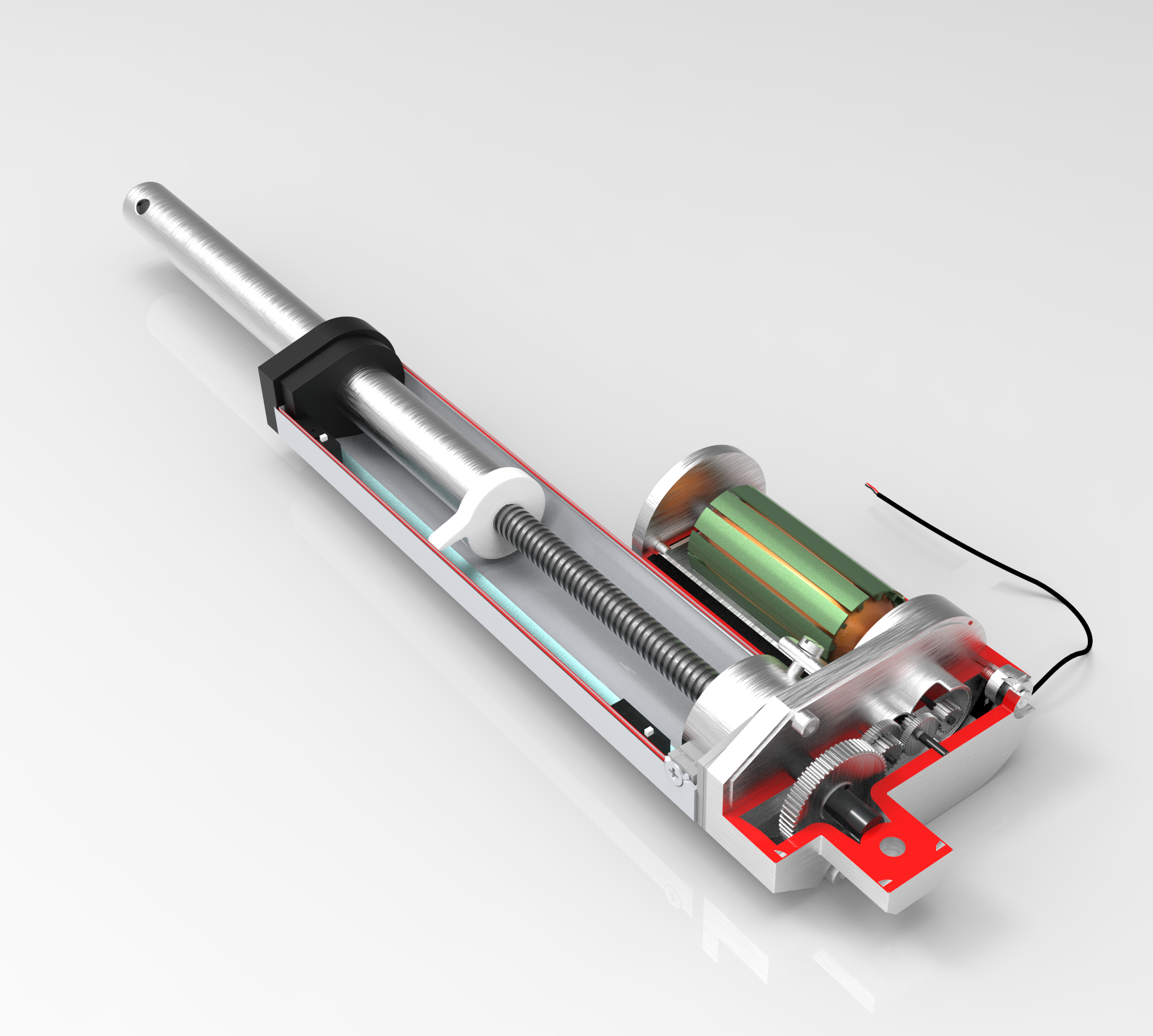 Components of an Electric Linear Actuator FIRGELLI