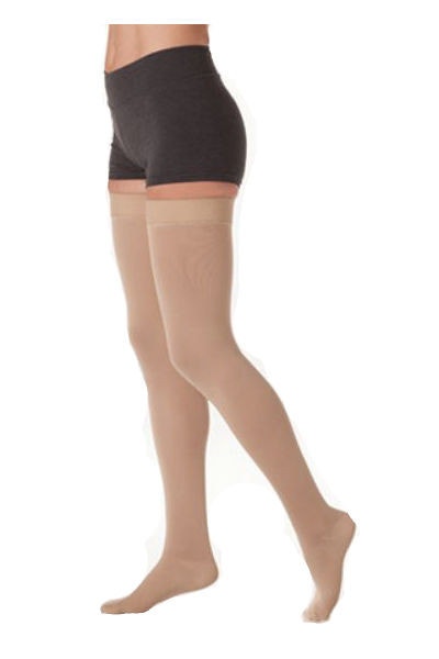 Juzo Soft 30-40 mmHg Closed Toe Thigh High Extra Firm Compression Stockings with Silicone Border in Petite 2002AG