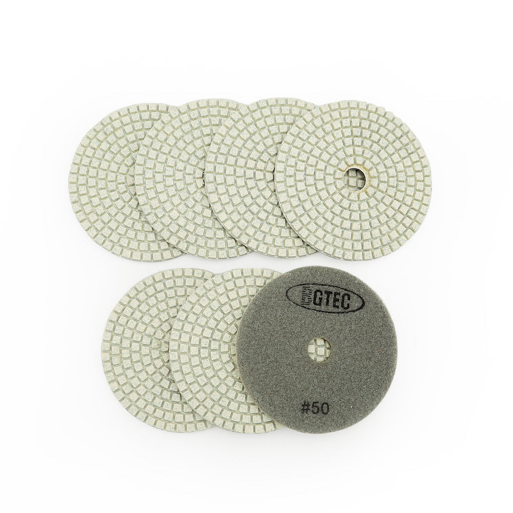 Details about   8 Pack 4 Inch Wet Dry Diamond Polishing Pads Set Kit for Marble Concrete Granite 