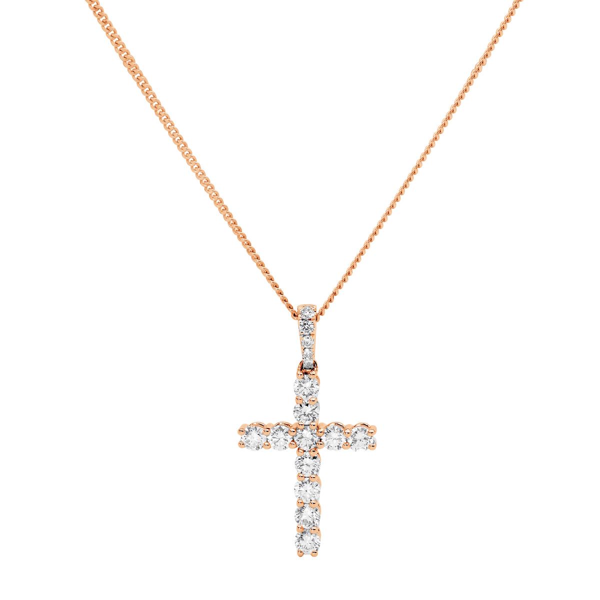 diamond cross necklace rose gold