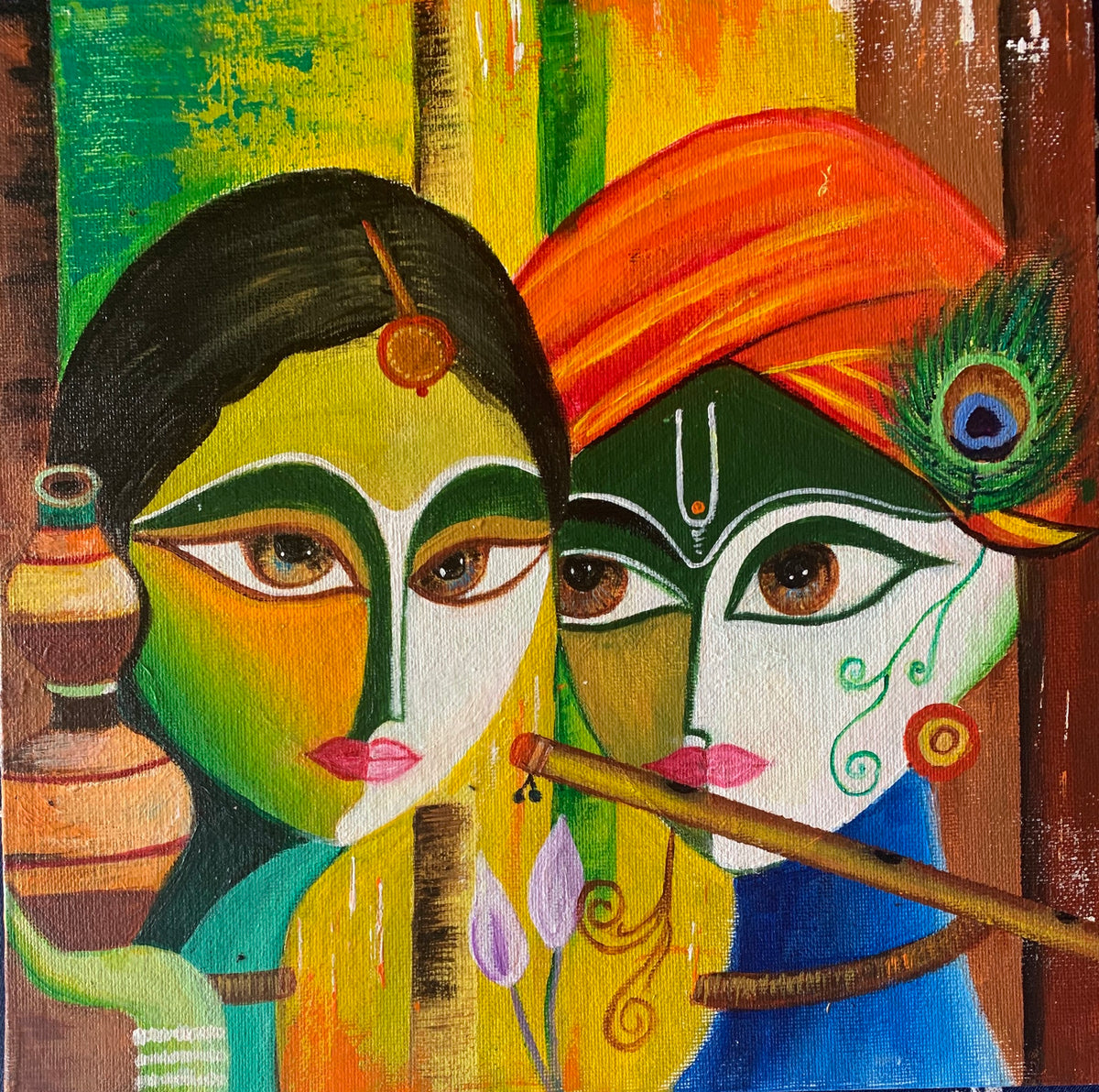 abstract radha krishna oil paintings