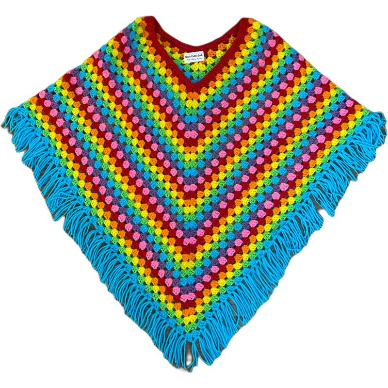 Rainbow Poncho Stitch Outta Crochet