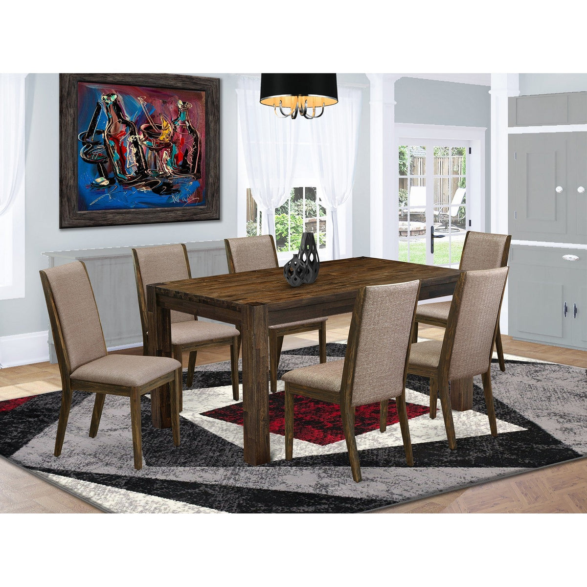 east west furniture 7 piece dining set