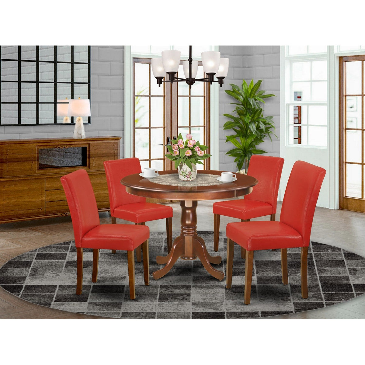 round table with fitted chairs