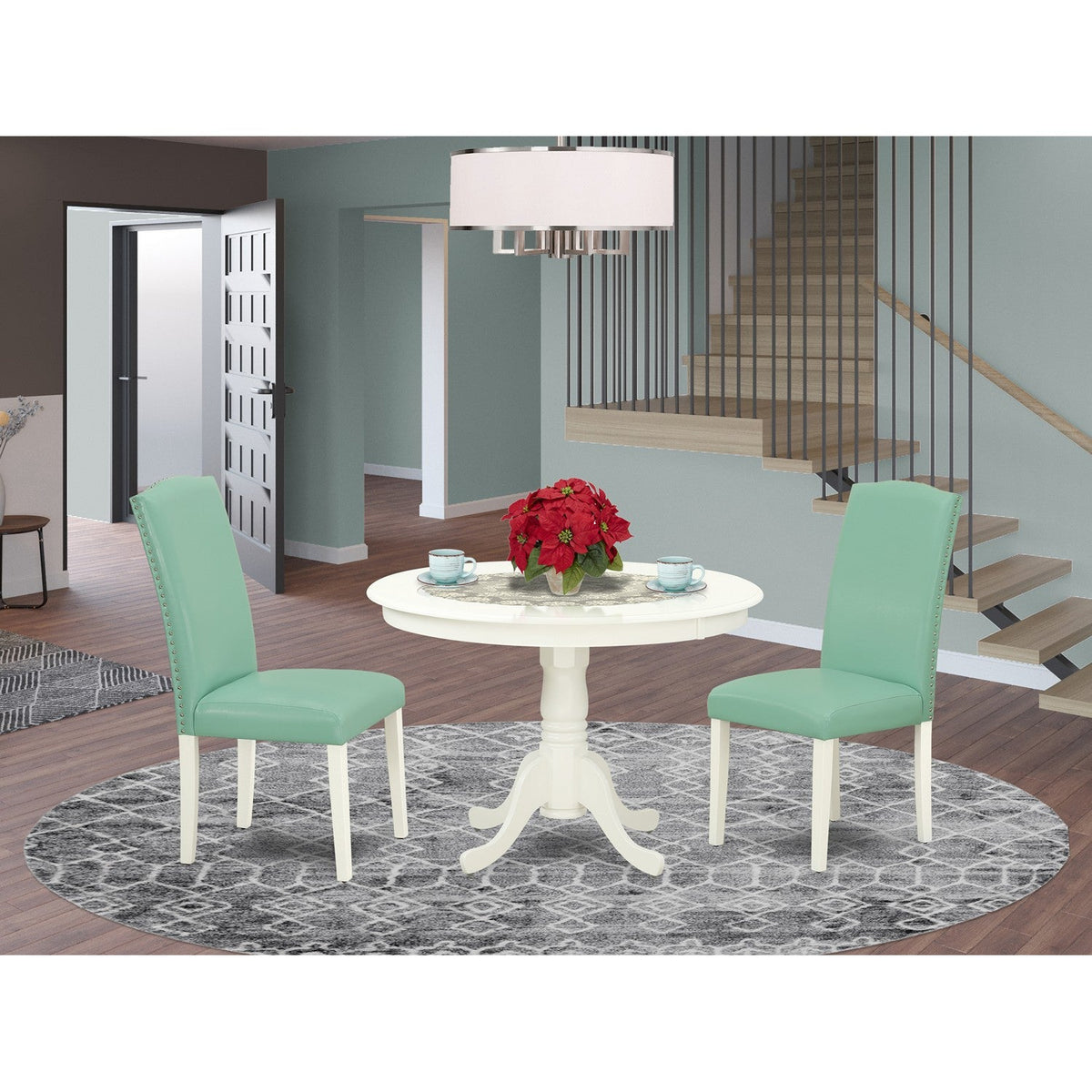 round table with fitted chairs