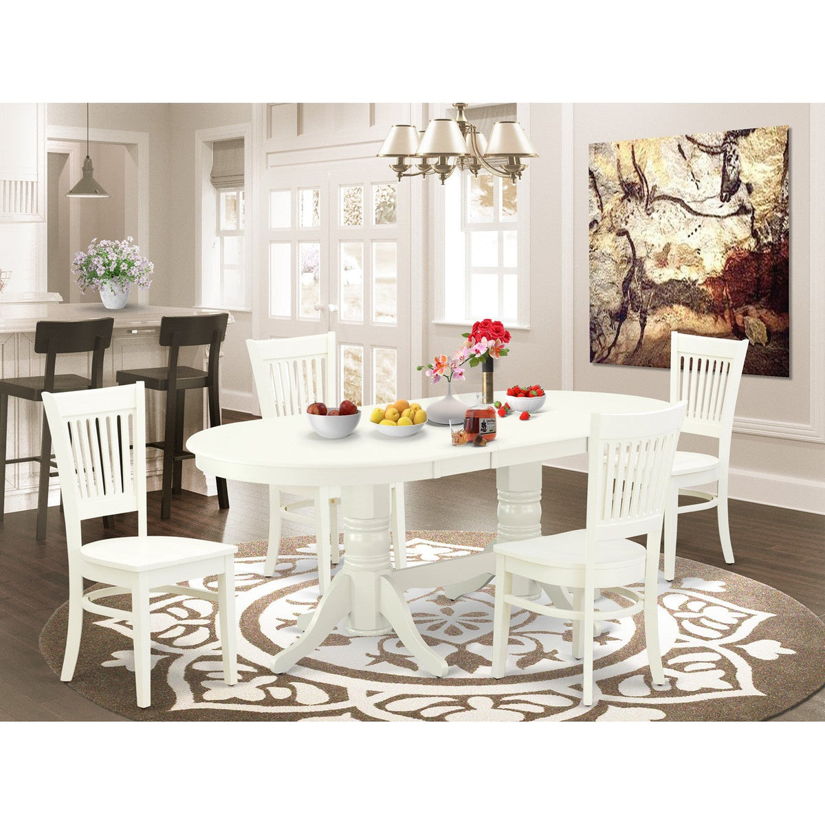 white butterfly table and 4 chairs