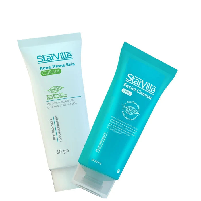 Starville Acne-Prone Skin Cream 60gm & Starville Facial Claenser Gel 200ml - Aoffer