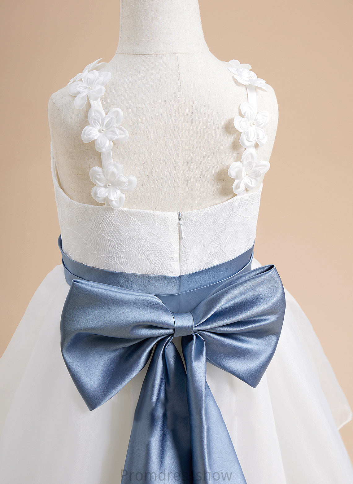 Square Neckline Floor-length - Teresa With Flower Girl Dresses Sleeveless Lace/Sash/Beading/Flower(s)/Bow(s) Ball-Gown/Princess Dress Organza Flower Girl
