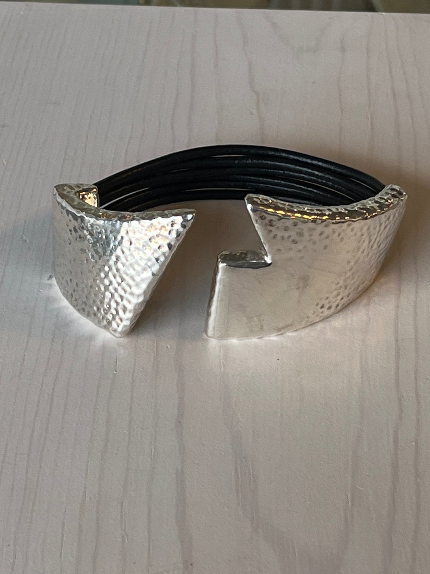 Simon Sebbag - Black Leather and Sterling Silver Bracelet