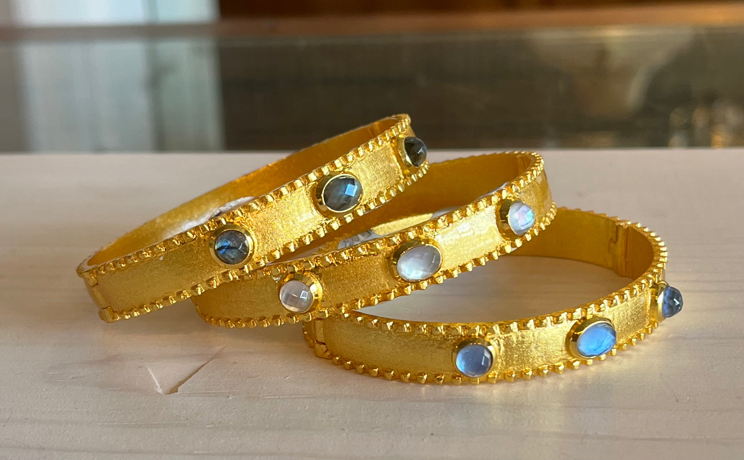 3 Stone Bangle Bracelet