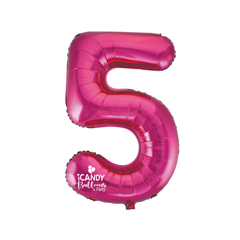 Magenta Number 5 Foil 86cm Balloon #48325