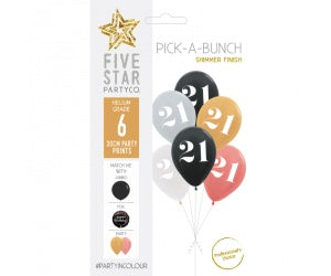 21st Birthday Metallic Assortment Pick-A-Bunch 6pk